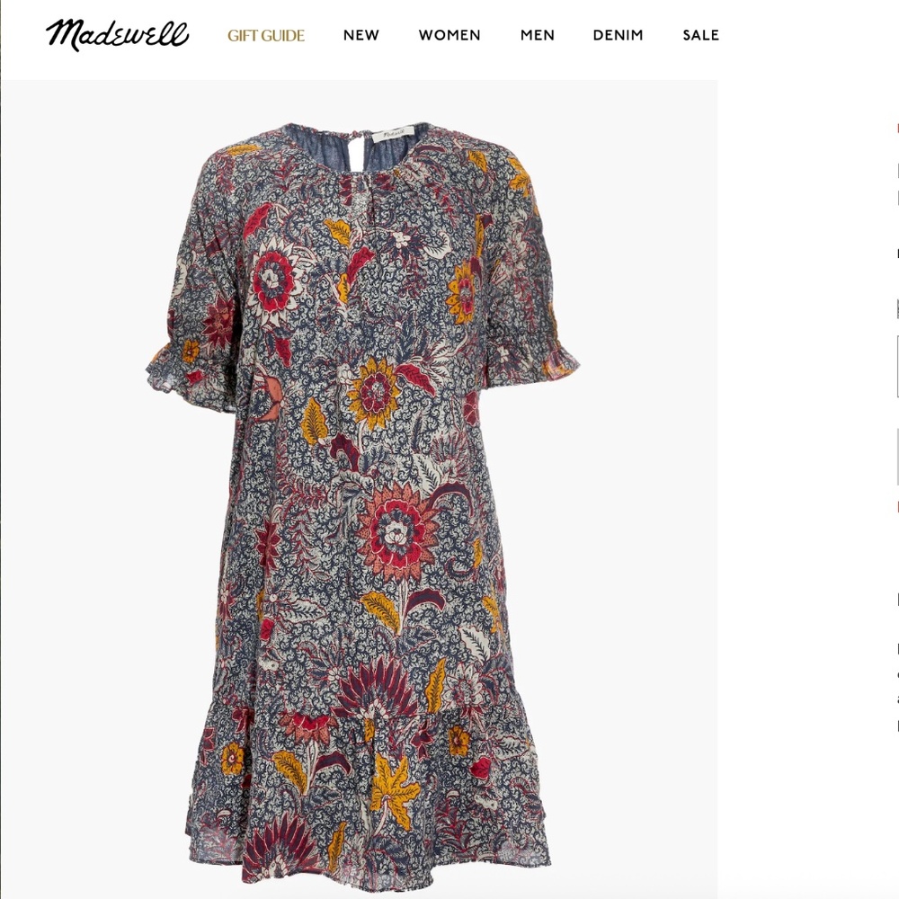 Madewell Ruffle-Sleeve Popover Mini Floral Dress in Bali Blooms